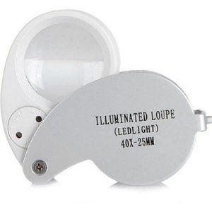 40X25 Magnify Loupe Jewelry Eye Glass Magnifier LED Light Jewelers Loop Pocket